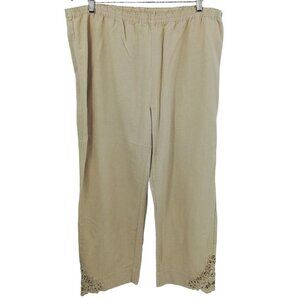 Soft Surroundings Wide Leg Cotton Lace Pants Size 1X Plus Lagonlook Tan Crochet